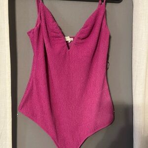 Magenta Textured One-Piece Bodysuit